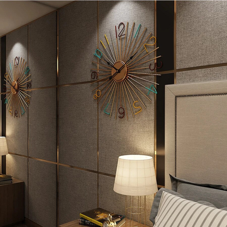 Imported Metallic Rod Golden and colorful digit wall Clock