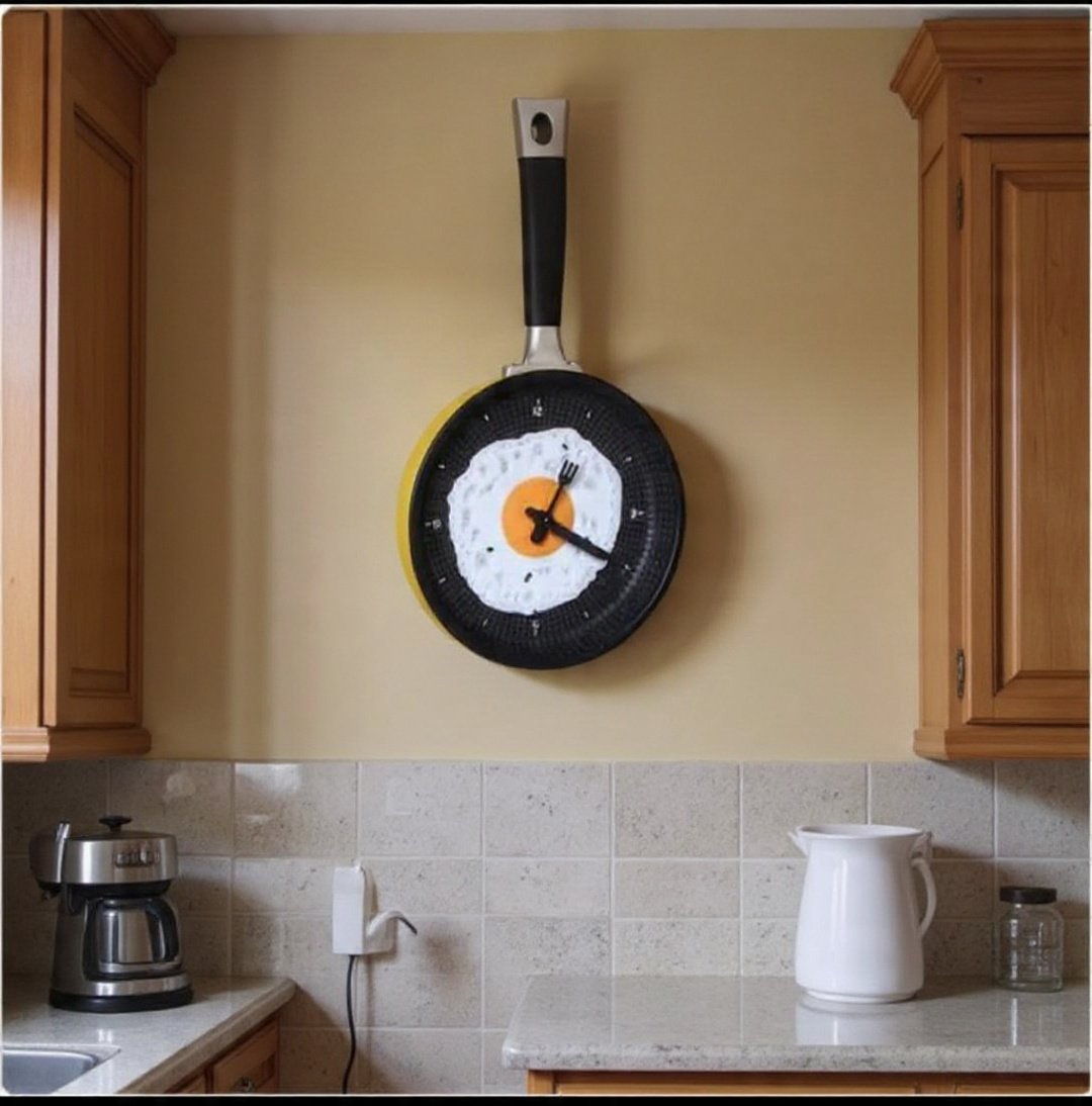 Premium Imported Fry Pan Kitchen Wall Clock (15-Inch)
