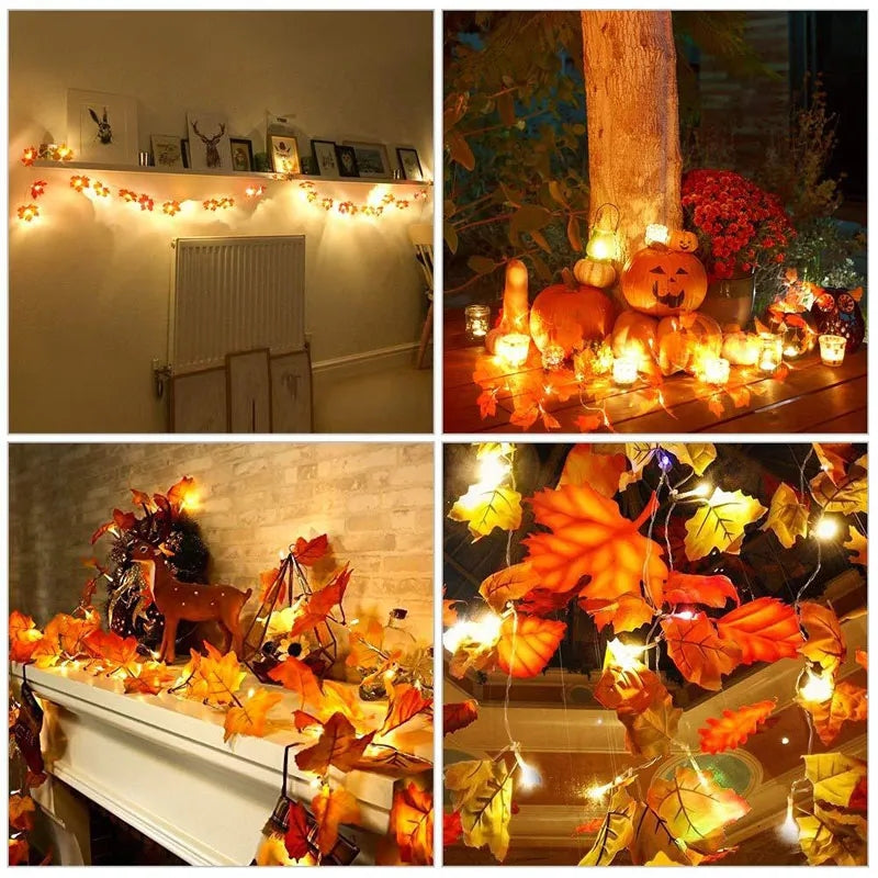 Led maple leaf light string