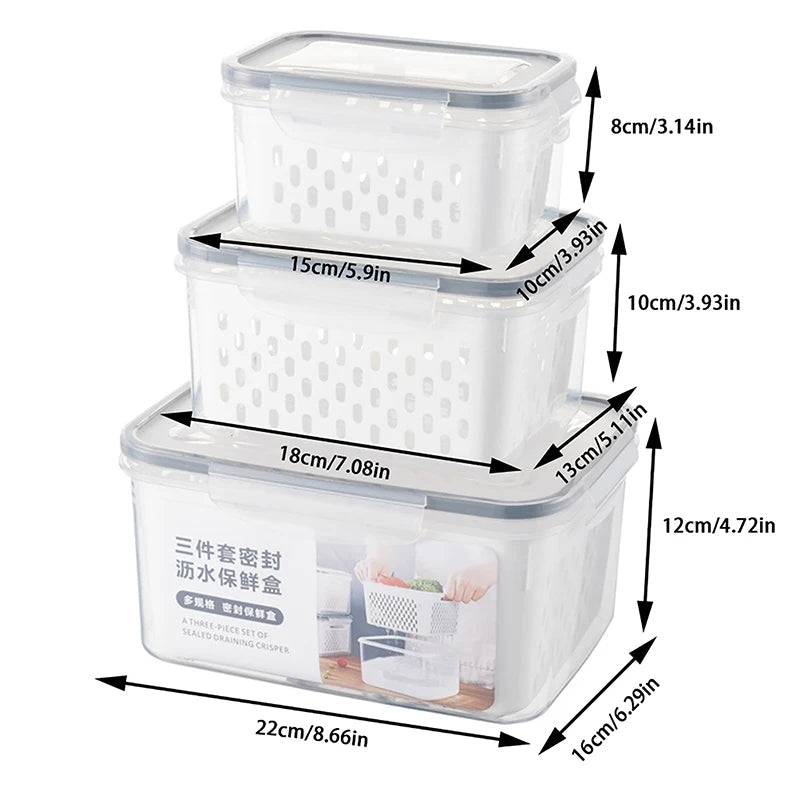 3pcs drainer storage box