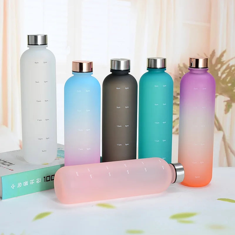 Motivational Reusable water bottle - Colorful plastic body bottle - One liter water Bottle