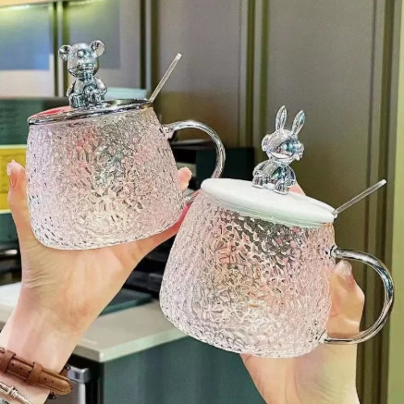 Glass Cup With Lid And Spoon