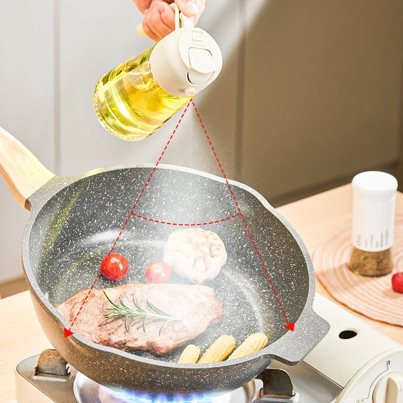 Two-in-One Oil spray and Oil jug - 450Ml Glass body oil jug