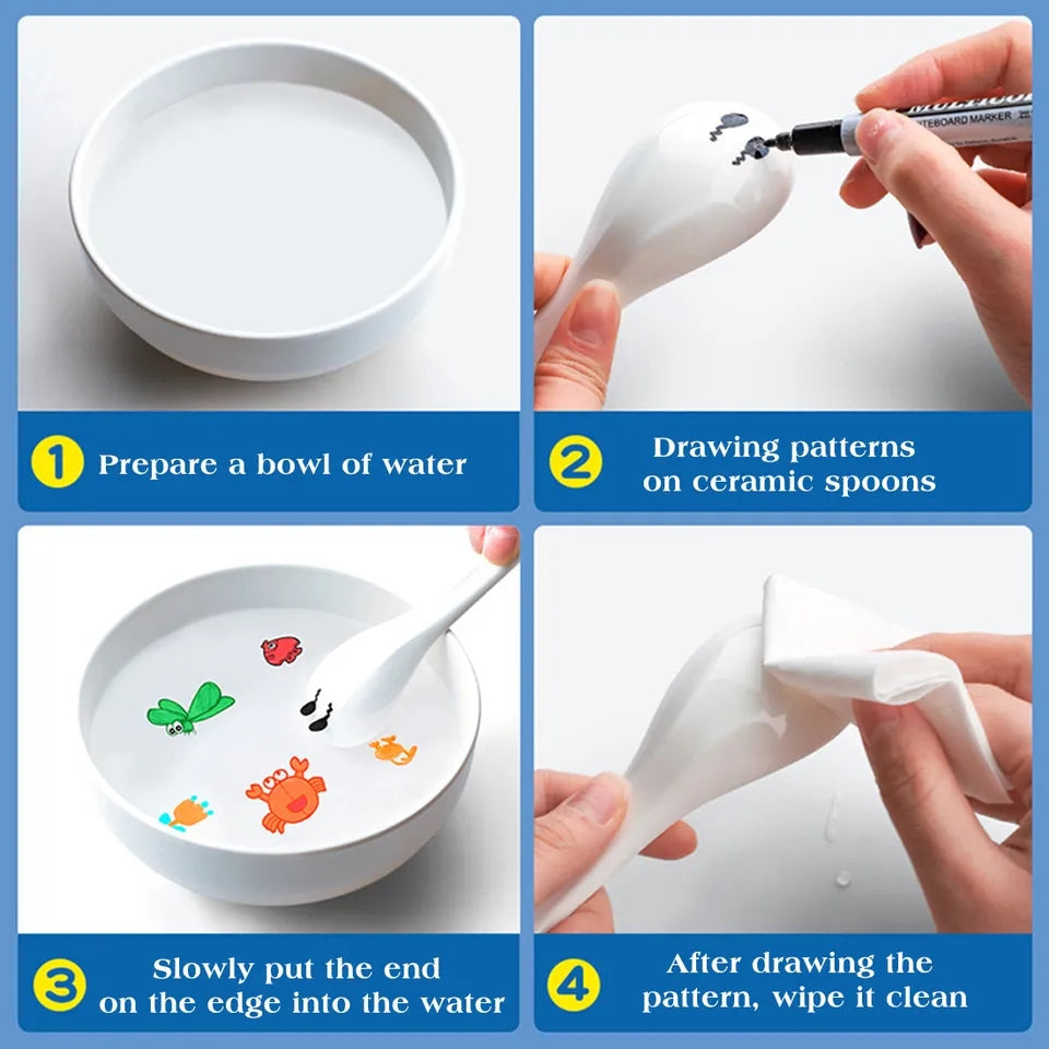Magical water painting pen color mark pen marker floating.