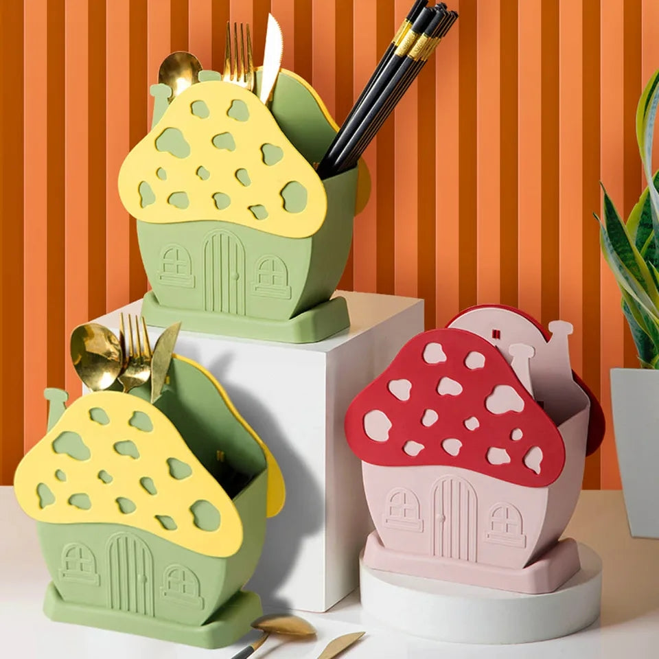 Mushroom design cutlery holder random colour