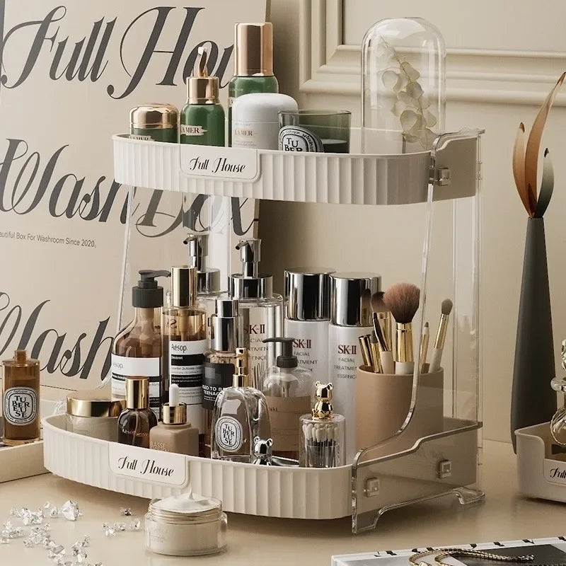 2 layer desktop cosmetics organizer
