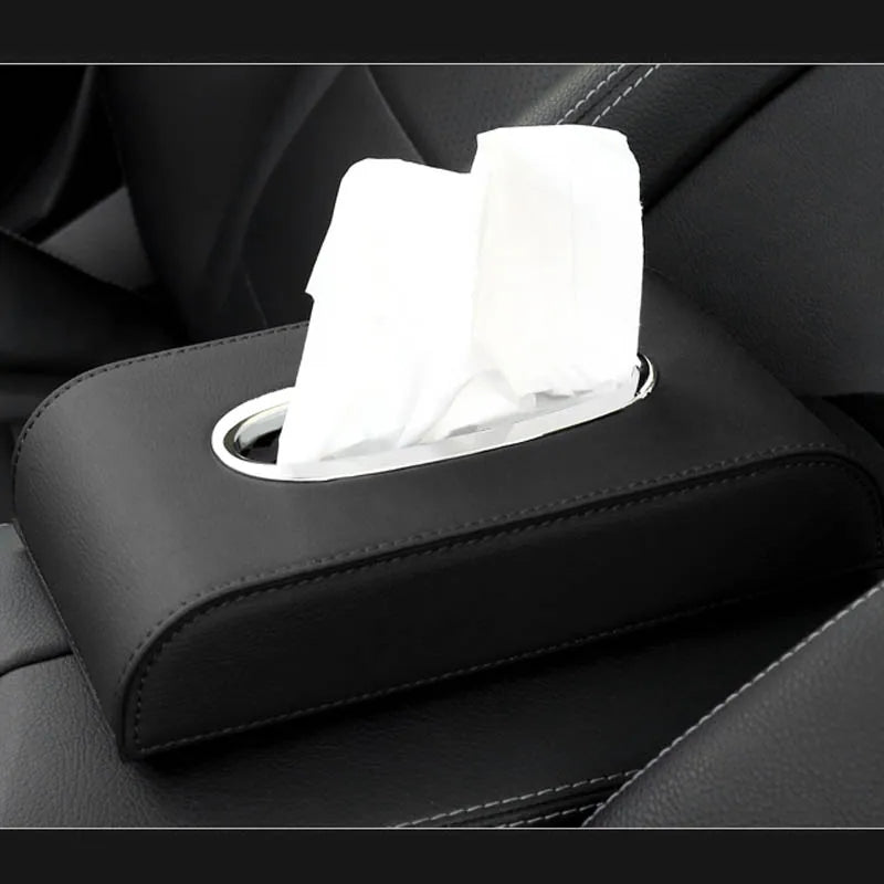 Faux leather tissue box - Car tissue organizer in leather