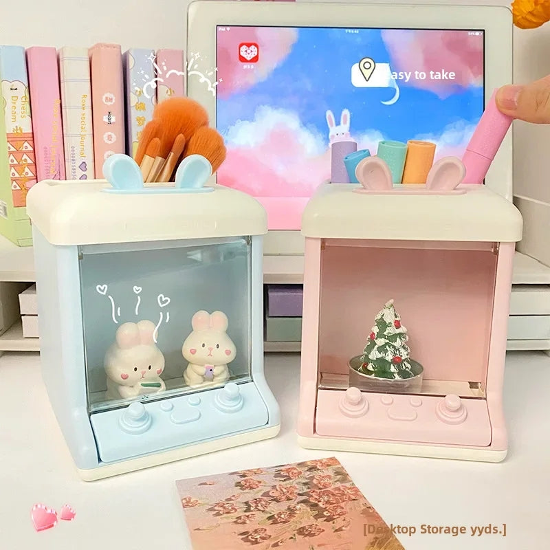 creative doll machine shaped pen holder storage box