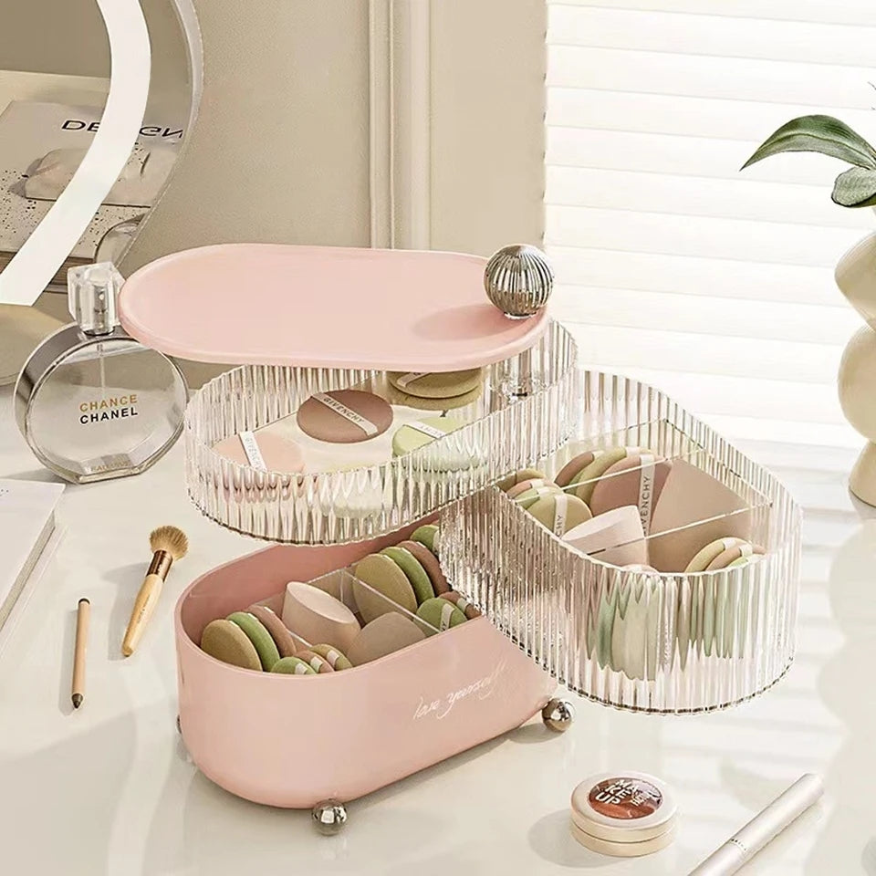 Multi Layer Rotating Desktop Cosmetic Organizer