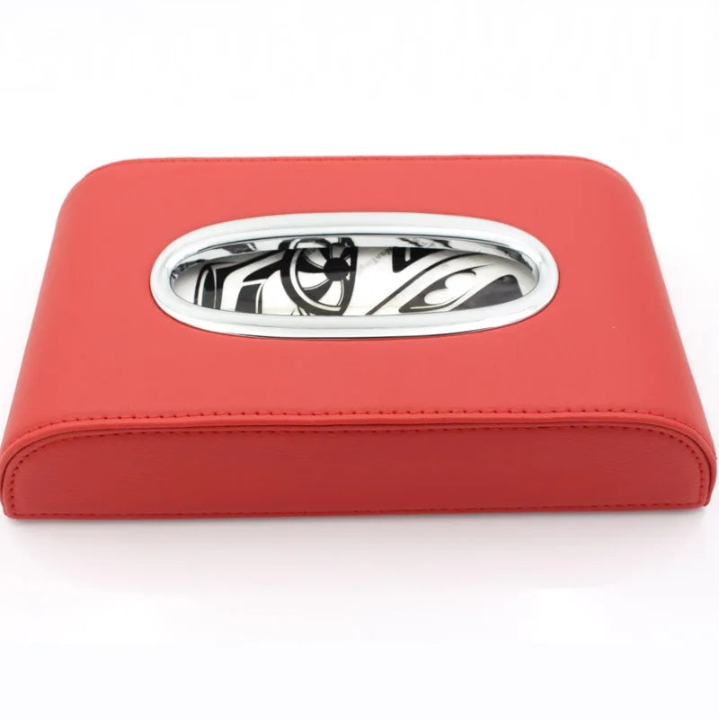 Faux leather tissue box - Car tissue organizer in leather