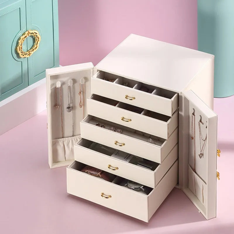 Leather Jewelry Drawer Organizer (5 Grid)
