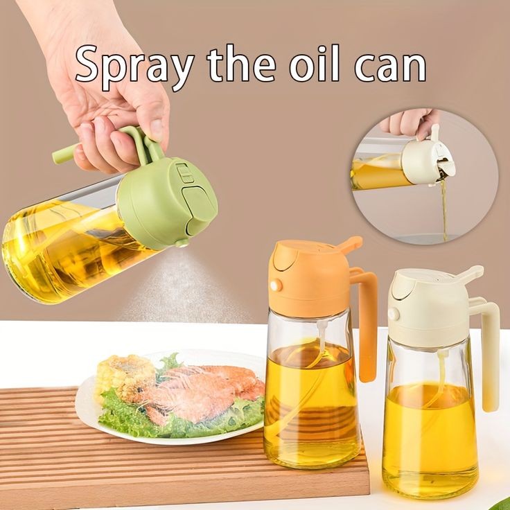 2 In 1 Oil Spray Glass Jug - 450ML