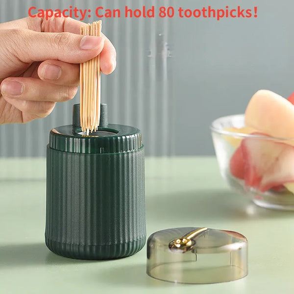 Top press toothpick holder