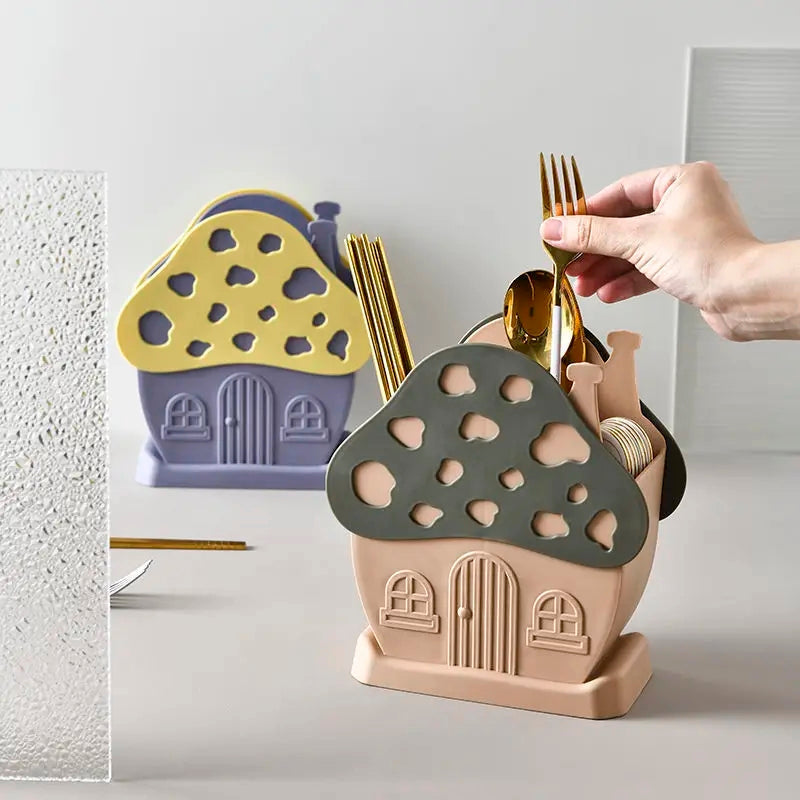 Mushroom design cutlery holder random colour