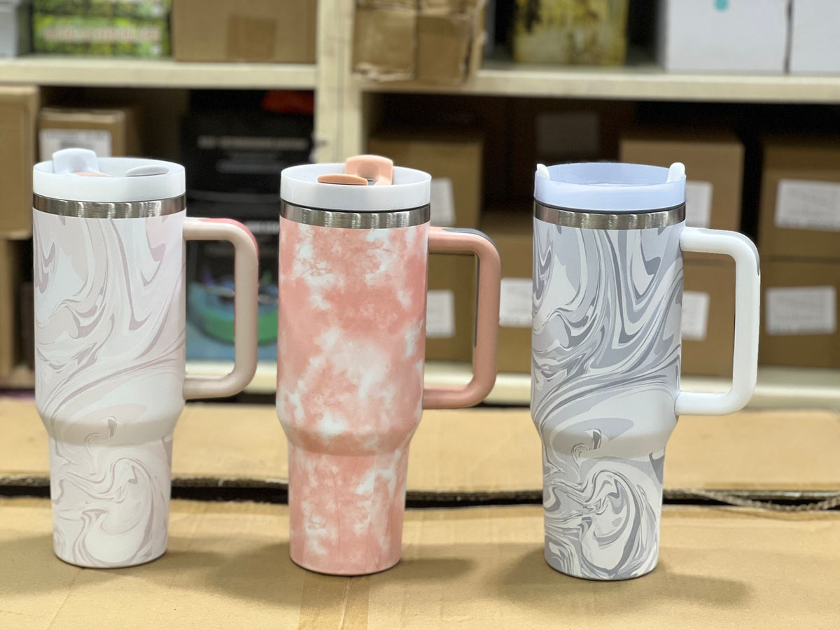 40oz Stainless Steel Marble Pattern Tumbler Mug