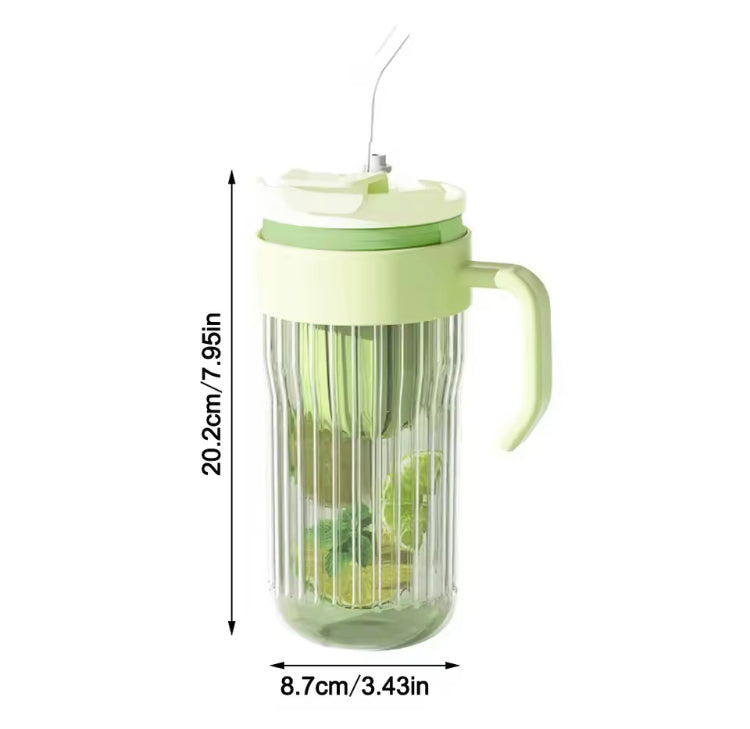 550ml Stripe Coffee Glass with Straw, Stainer Closure