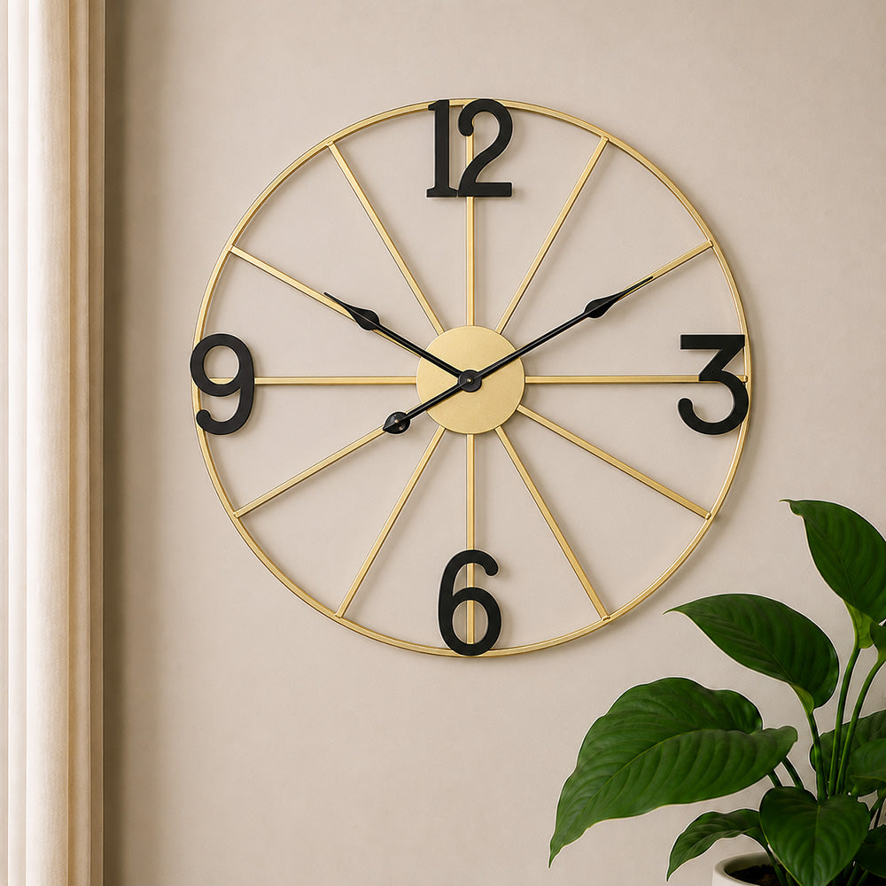 Modern Luxury Silent Metal Wall Clock (24 Inches) – Large Ticking-Free Battery-Operated Decorative Analog Clock for Living Room & Office