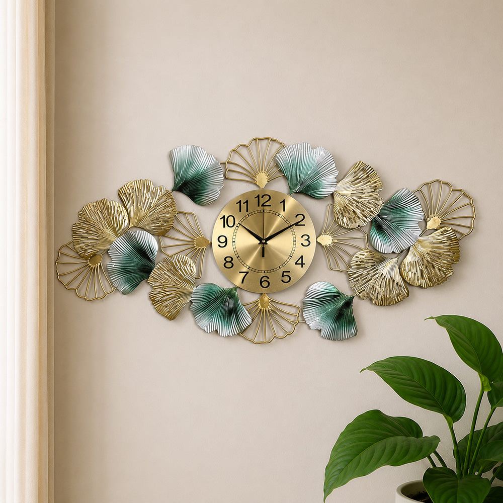 Modern Luxury Silent Metal Wall Clock (39 × 18 Inches) – Oversized Ticking-Free Battery-Operated Decorative Analog Clock for Living Room & Office