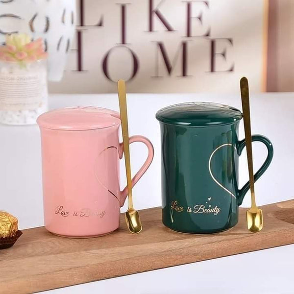 Heart holder couple mug set