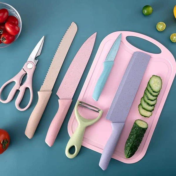 6 pieces colorful knife kitchen set