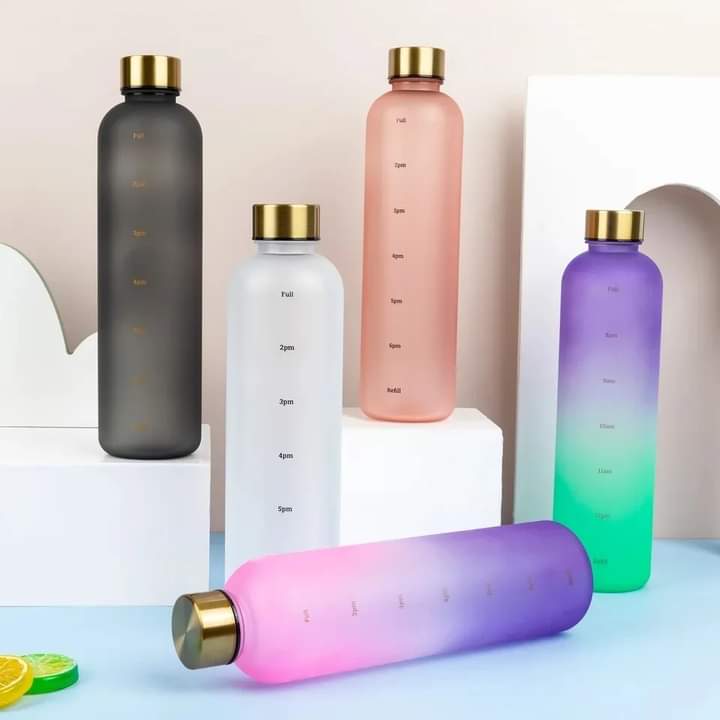 Motivational Reusable water bottle - Colorful plastic body bottle - One liter water Bottle