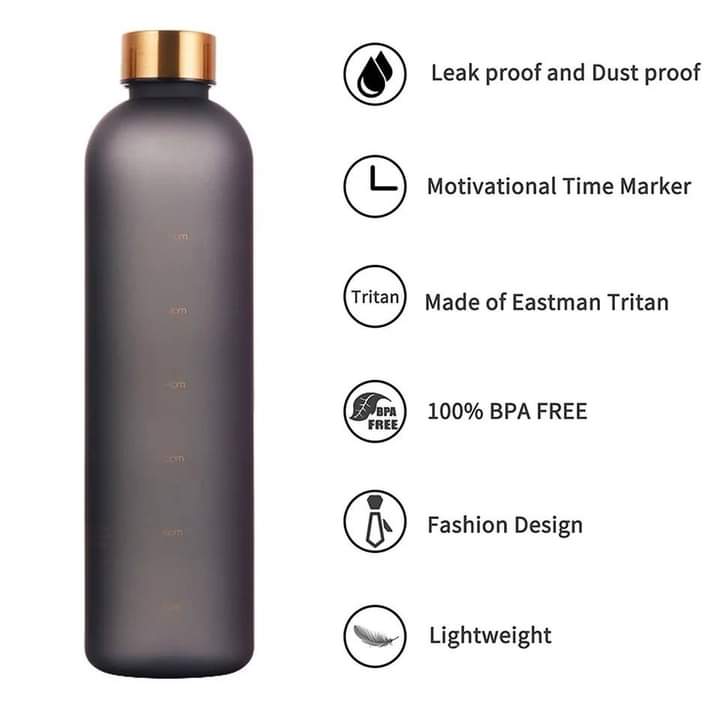 Motivational Reusable water bottle - Colorful plastic body bottle - One liter water Bottle