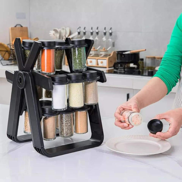 18PCS Jar Spice Rack Rotating