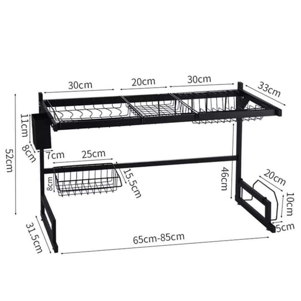 Stainless steel kitchen sink rack.