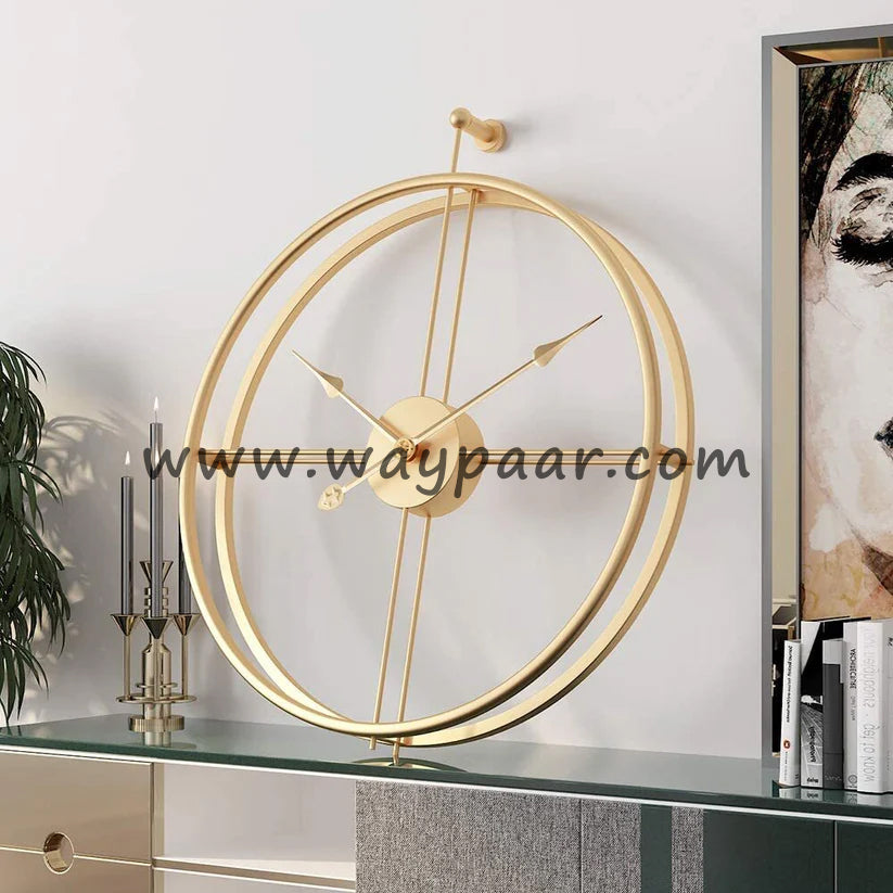Imported Metallic Wall Clock - Black & Gold (60 cm)