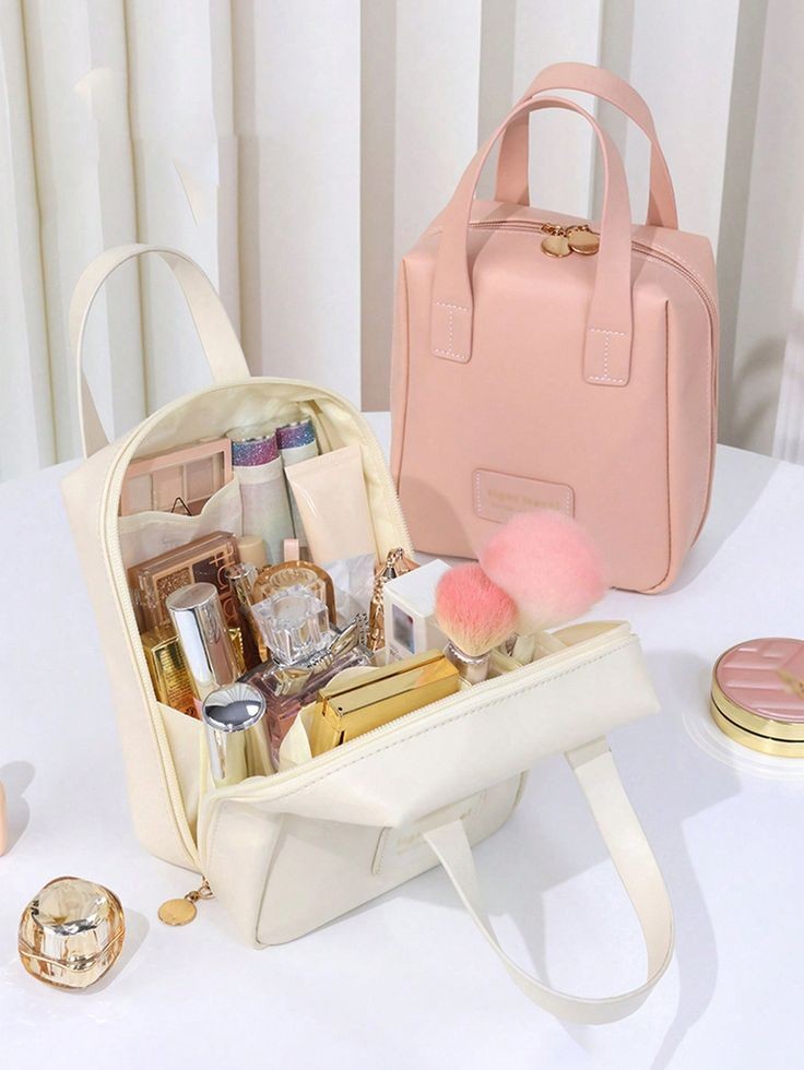 Faux Leather cosmetic organizer - Zipper cosmetic bag