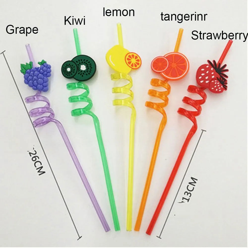4Pcs Reusable Fruit Shaped Straws