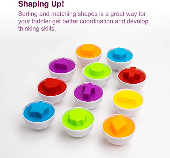Set of 6 Eggs for shape and color matching