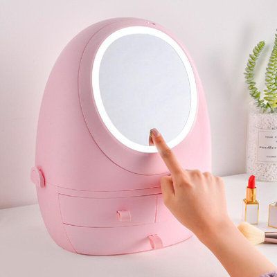LED Mirror Cosmetic Storage Organizer