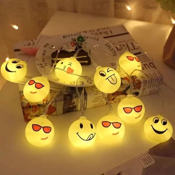 Emoji Face Fairy String Lights – 10 LED (7ft, Battery Operated)