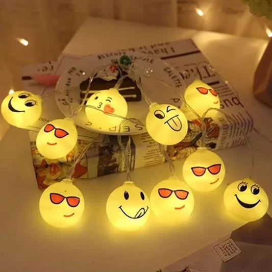 Emoji Face Fairy String Lights – 10 LED (7ft, Battery Operated)