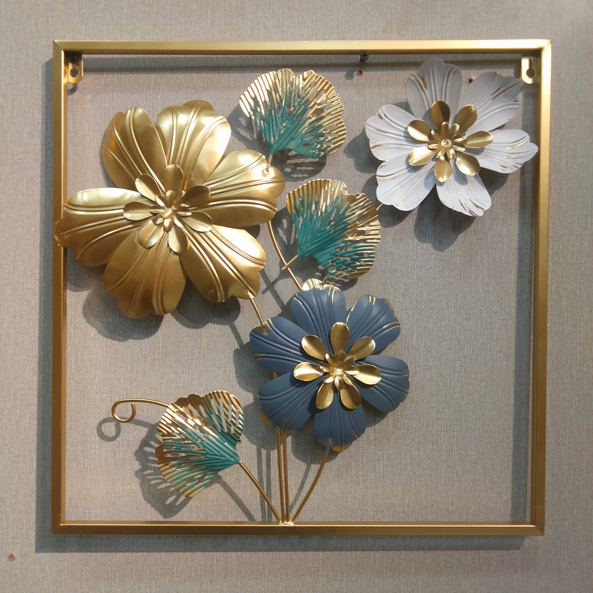 3D metallic wall decoration leaves and flowers frame