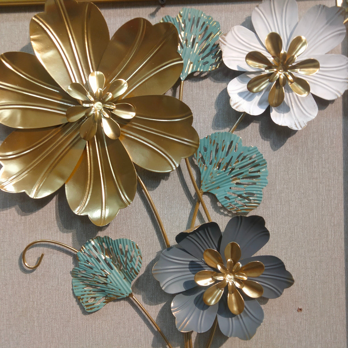 3D metallic wall decoration leaves and flowers frame