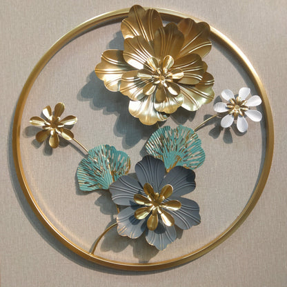 3D metallic wall decoration leaves and flowers frame