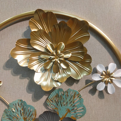 3D metallic wall decoration leaves and flowers frame