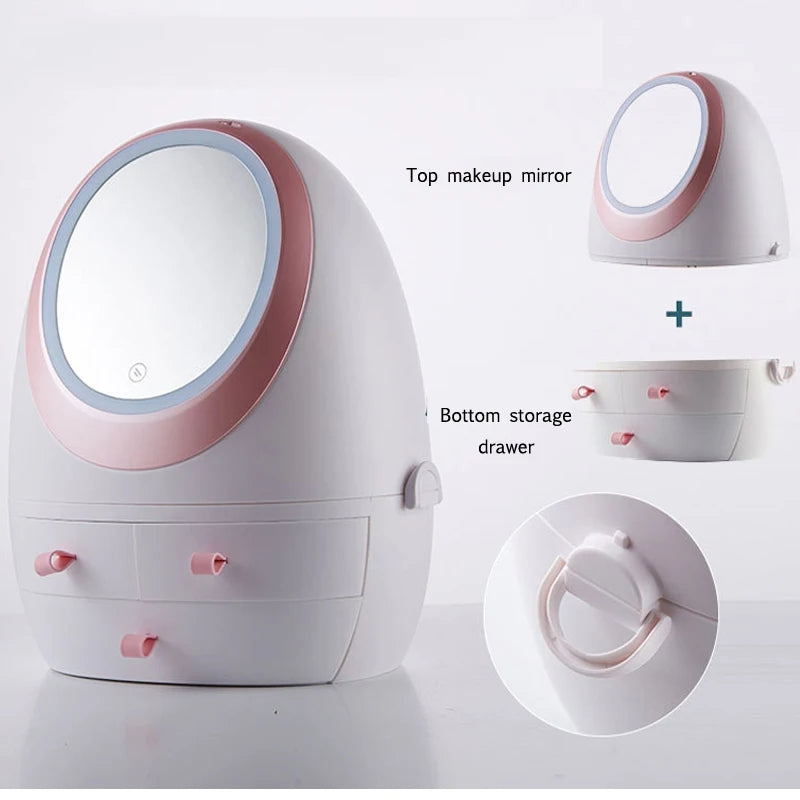 LED Mirror Cosmetic Storage Organizer