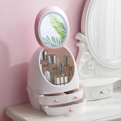 LED Mirror Cosmetic Storage Organizer