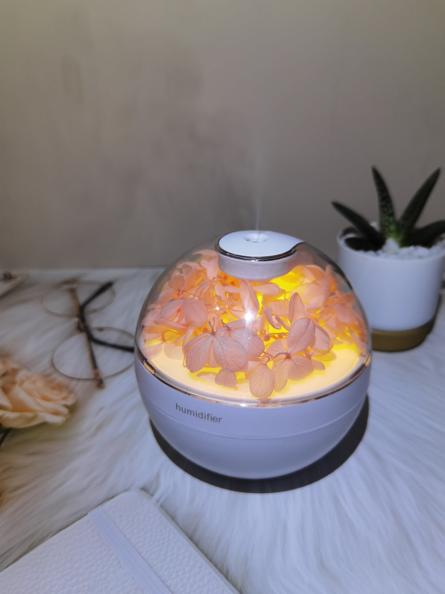 Flower Humidifier, Large Capacity Quiet Cool Mist Humidifier,