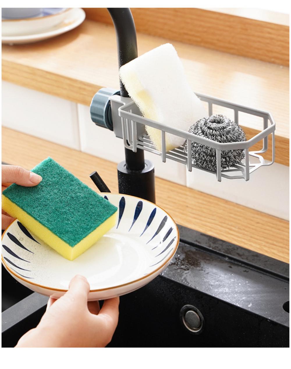 Faucet Side Soap And Sponge Dispenser Plastic Material Random Colours