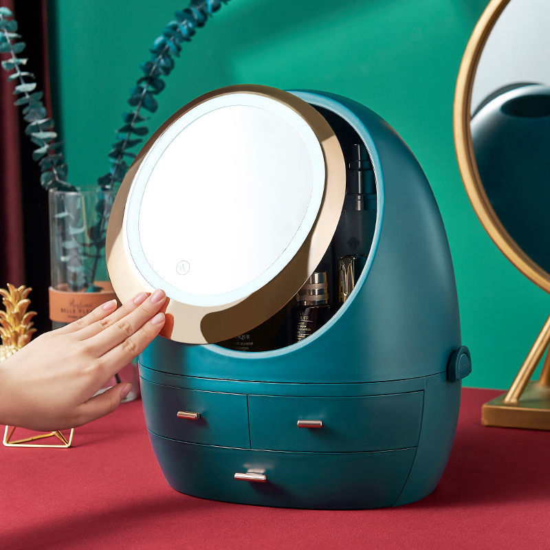 LED Mirror Cosmetic Storage Organizer