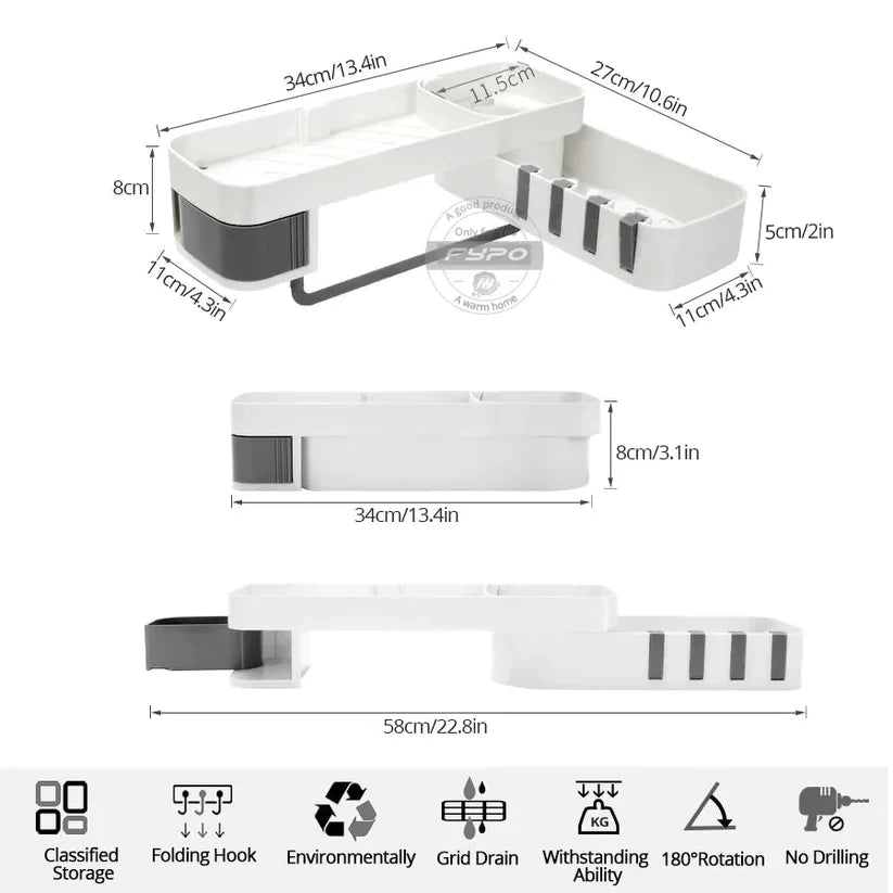 Wall mounted multi purpose self for bathroom and kitchen