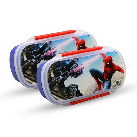Bento Lunch Box M-2 2 pc set - 600ml With Sticker blue