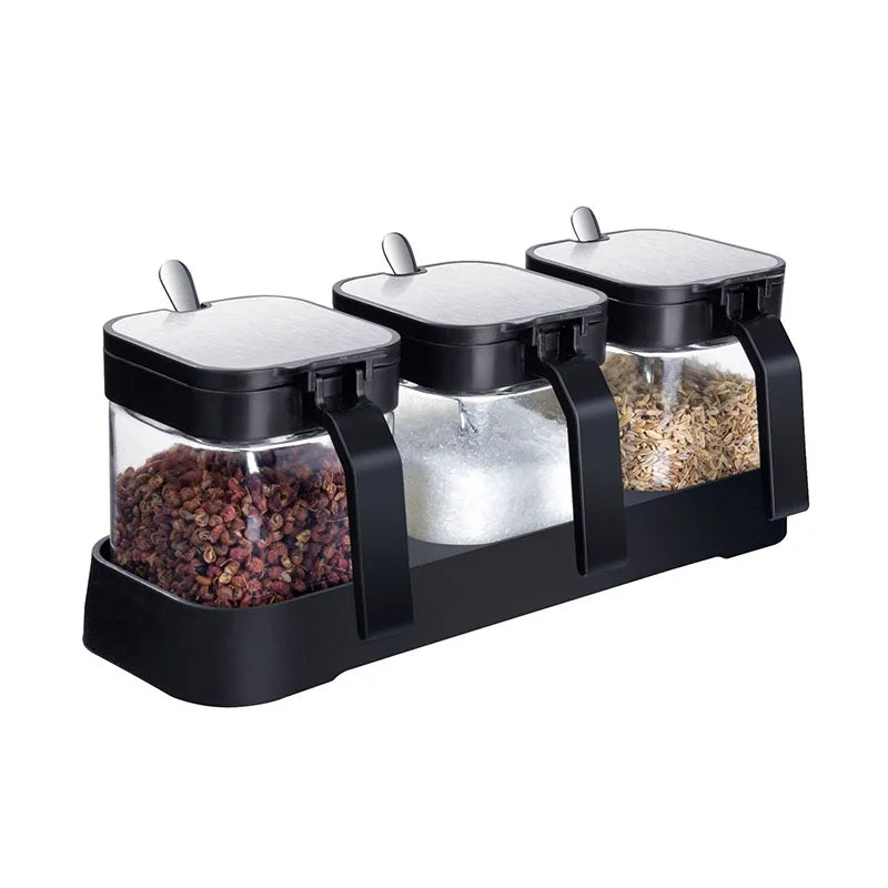 3pcs spice and sugar jar with spoon