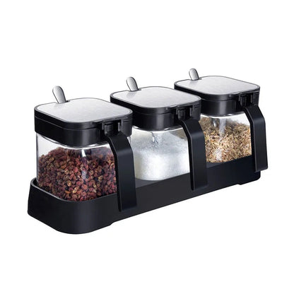 3pcs spice and sugar jar with spoon