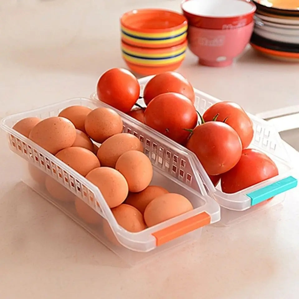 Colorful storage fridge baskets