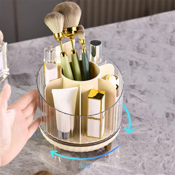 Rotating brush and lipstick holder